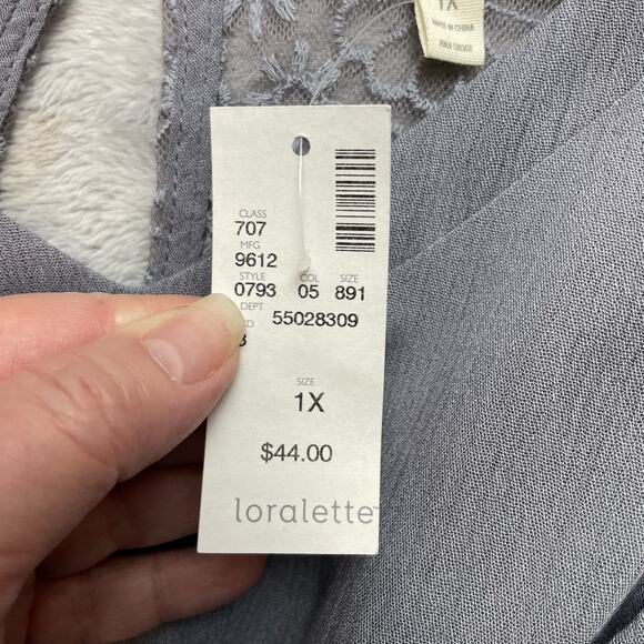 Loralette Tunic Top Blouse Womens 1X Gray V Neck Flutter Sleeve Flowy NWT $44 - Picture 6 of 8